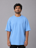 Drop Shoulder Oversized Tshirt-Sky Blue