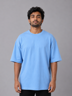 Drop Shoulder Oversized Tshirt-Sky Blue