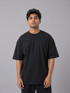 Drop Shoulder Oversized Tshirt-Deep Black