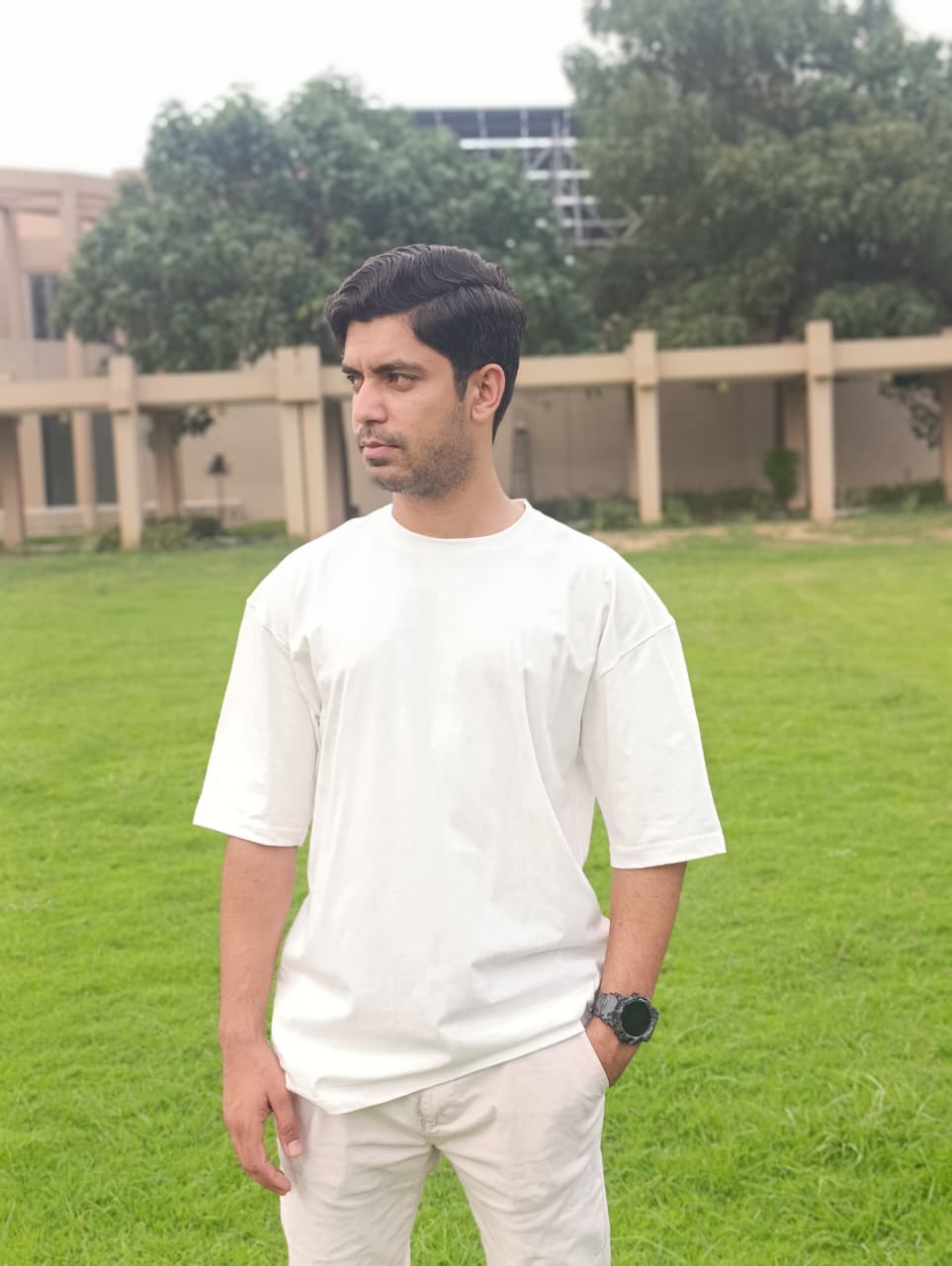 Oversized Drop shoulder Tshirt-White
