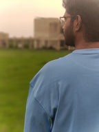 Drop Shoulder Oversized Tshirt-Sky Blue