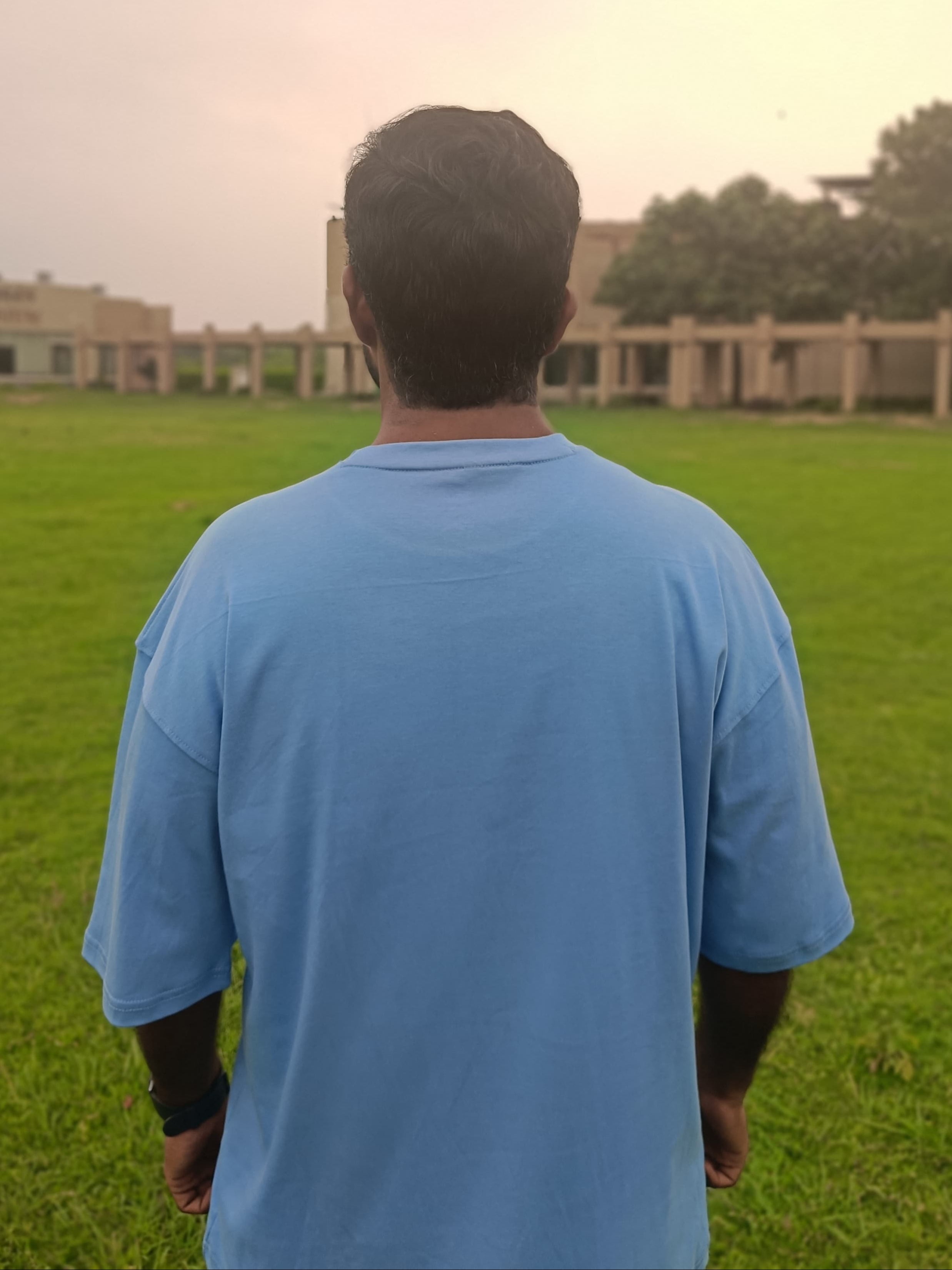 Drop Shoulder Oversized Tshirt-Sky Blue