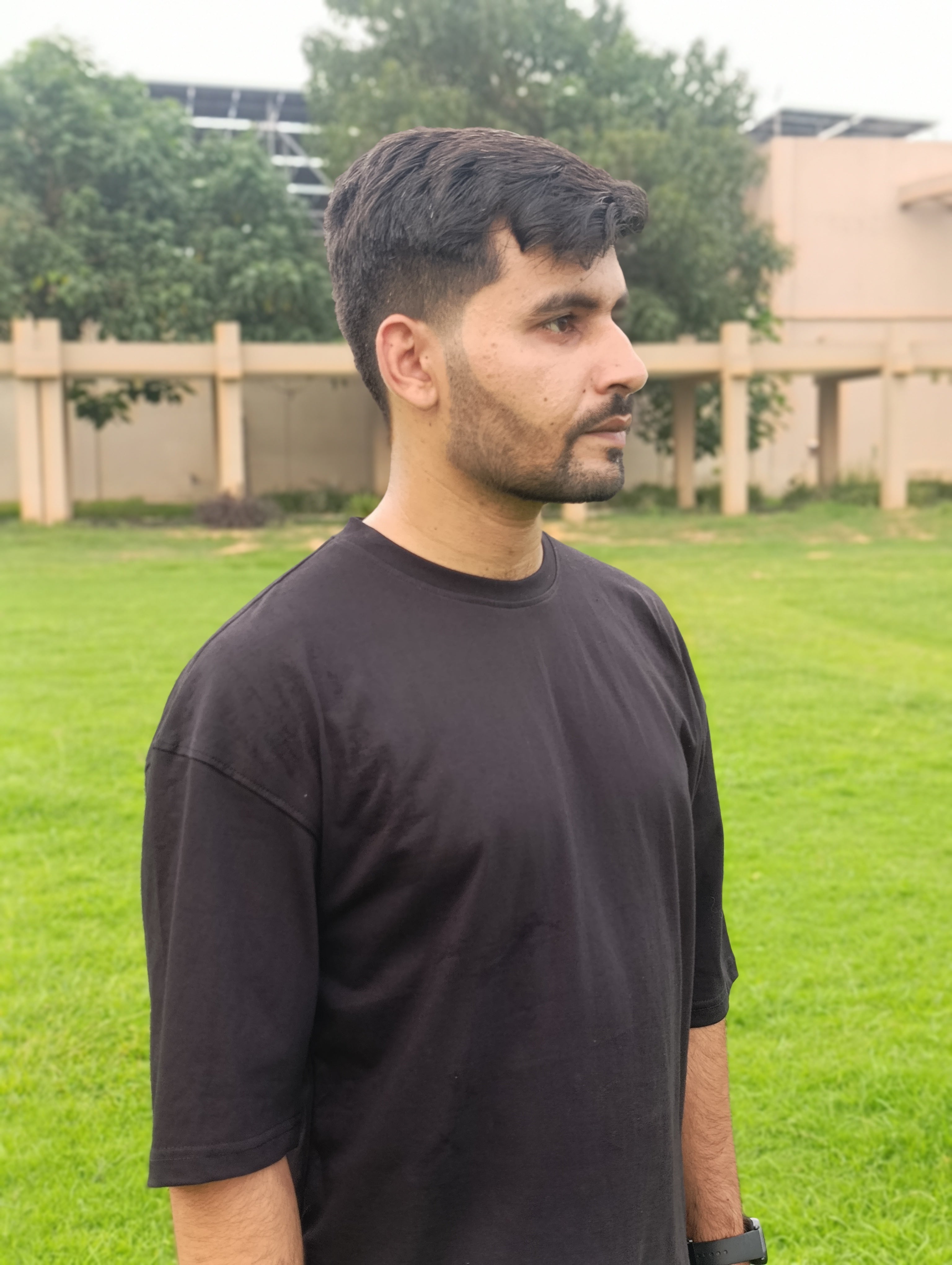 Drop Shoulder Oversized Tshirt-Deep Black